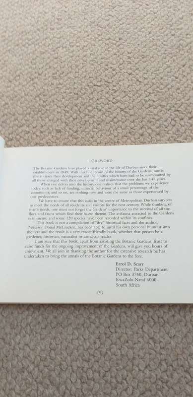 A SCARCE BOOK " A NEW HISTORY OF THE DURBAN BOTANIC GARDENS " AGAIN SIGNED !!!